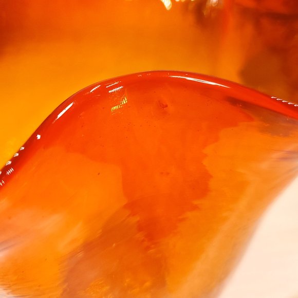 Vintage Blenko 404S Tangerine Orange Crackle Glass Vase - Picture 5 of 7